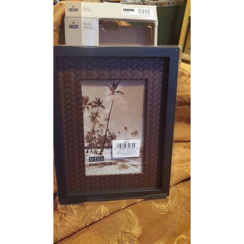 Burnes of Boston Brown weave Shadow Box Picture Frame 4x6 NIB